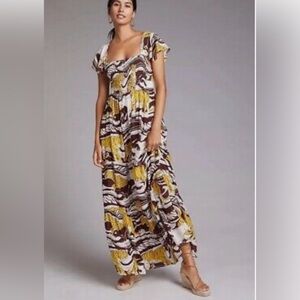 Anthropologie Panther Ruffled Maxi Dress